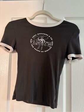 Levi's Black Western Tee with White Ringer Trim